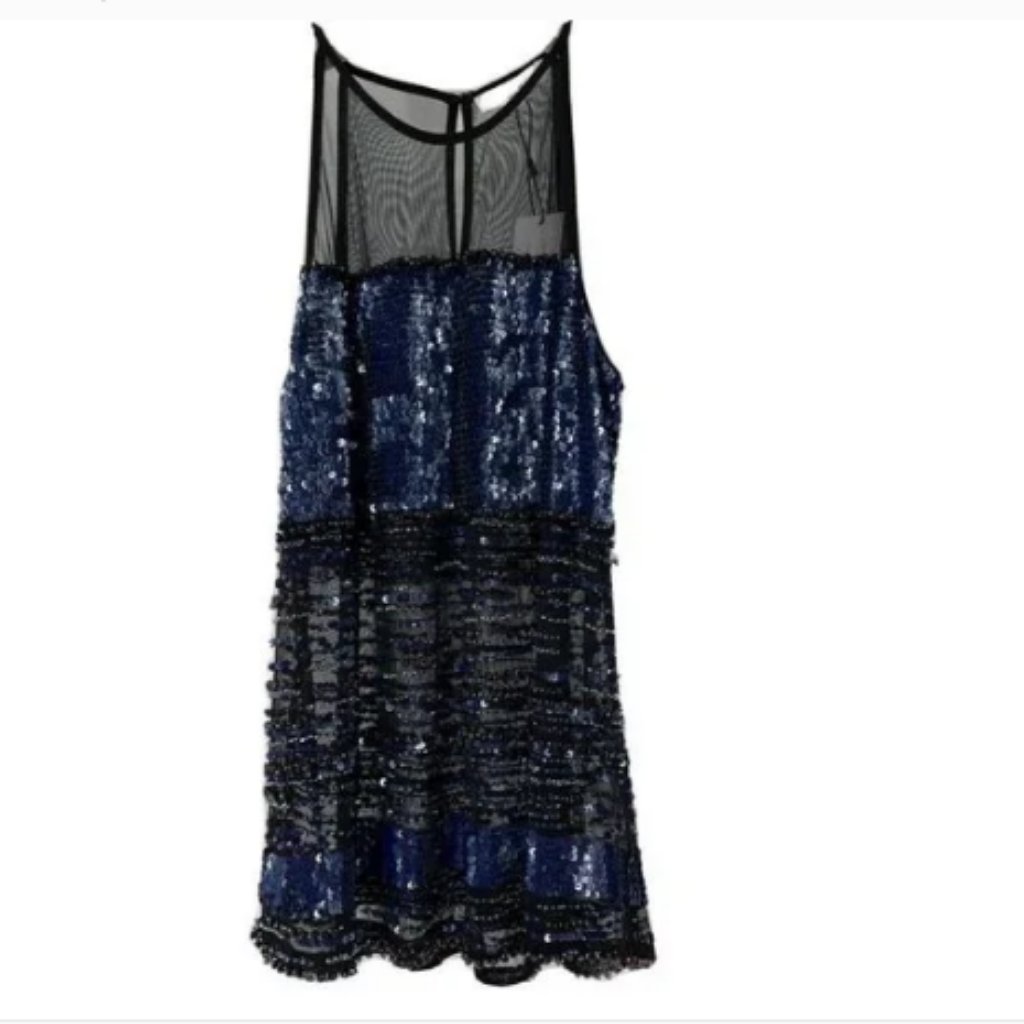 Parker Women's Blue Sequin Sleeveless Tank Top Size S